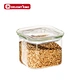 rectangular glass jar with bamboo lid